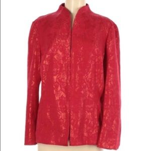 Chico’s Red and Metallic Gold Jacket, size 3 (XL)